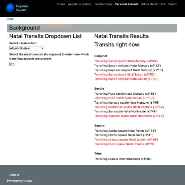Neptune Square - natal transits screenshot